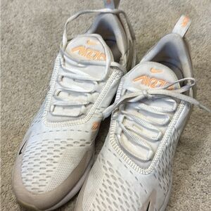 Nike Air Max 270 White and Orange Athletic Shoes - size 11